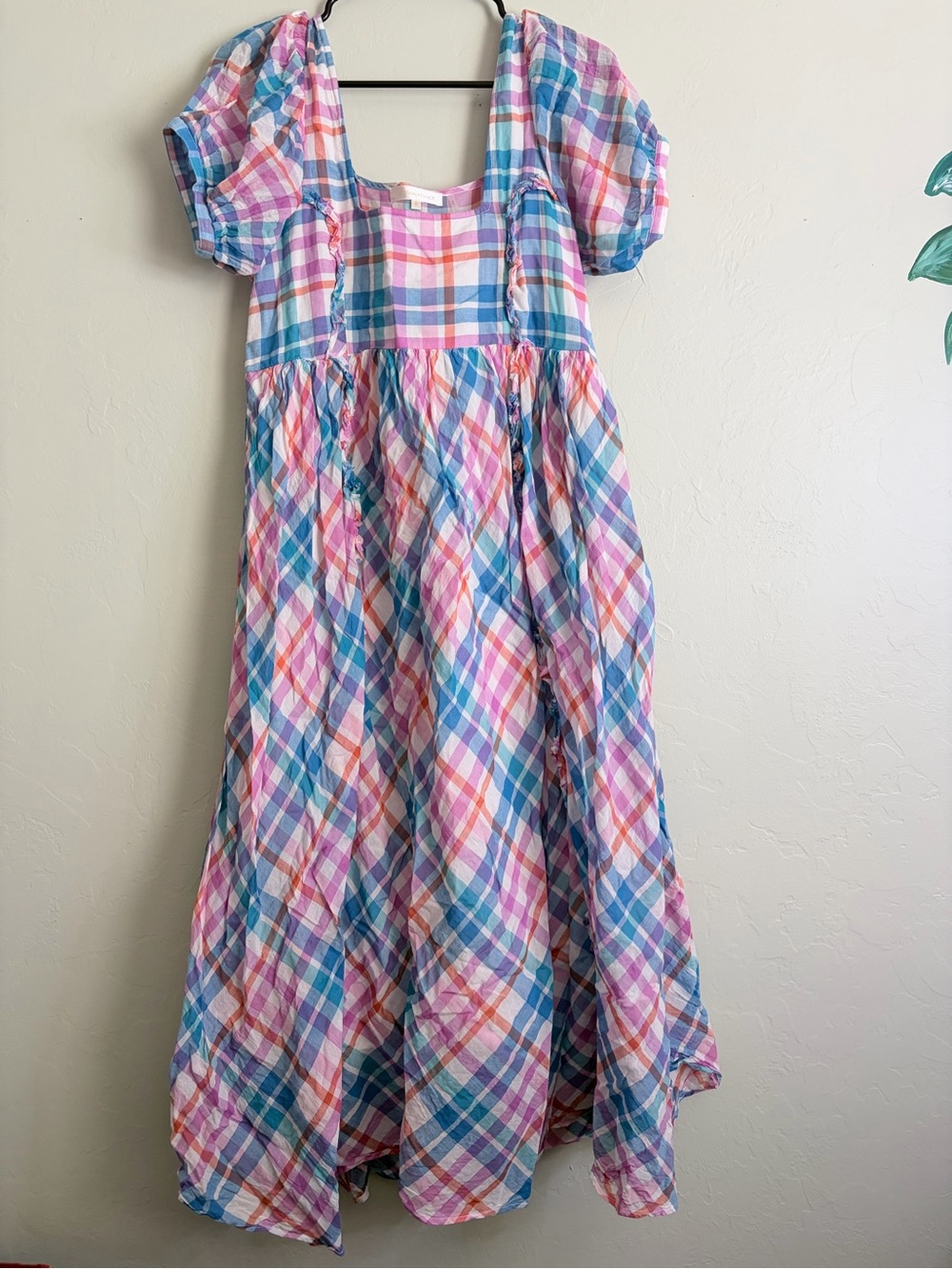 LoveShackFancy Pastel Plaid Maxi Dress in Pink, Blue & Lavender